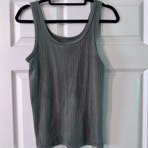 Green Ribbed Women's Tank Top
